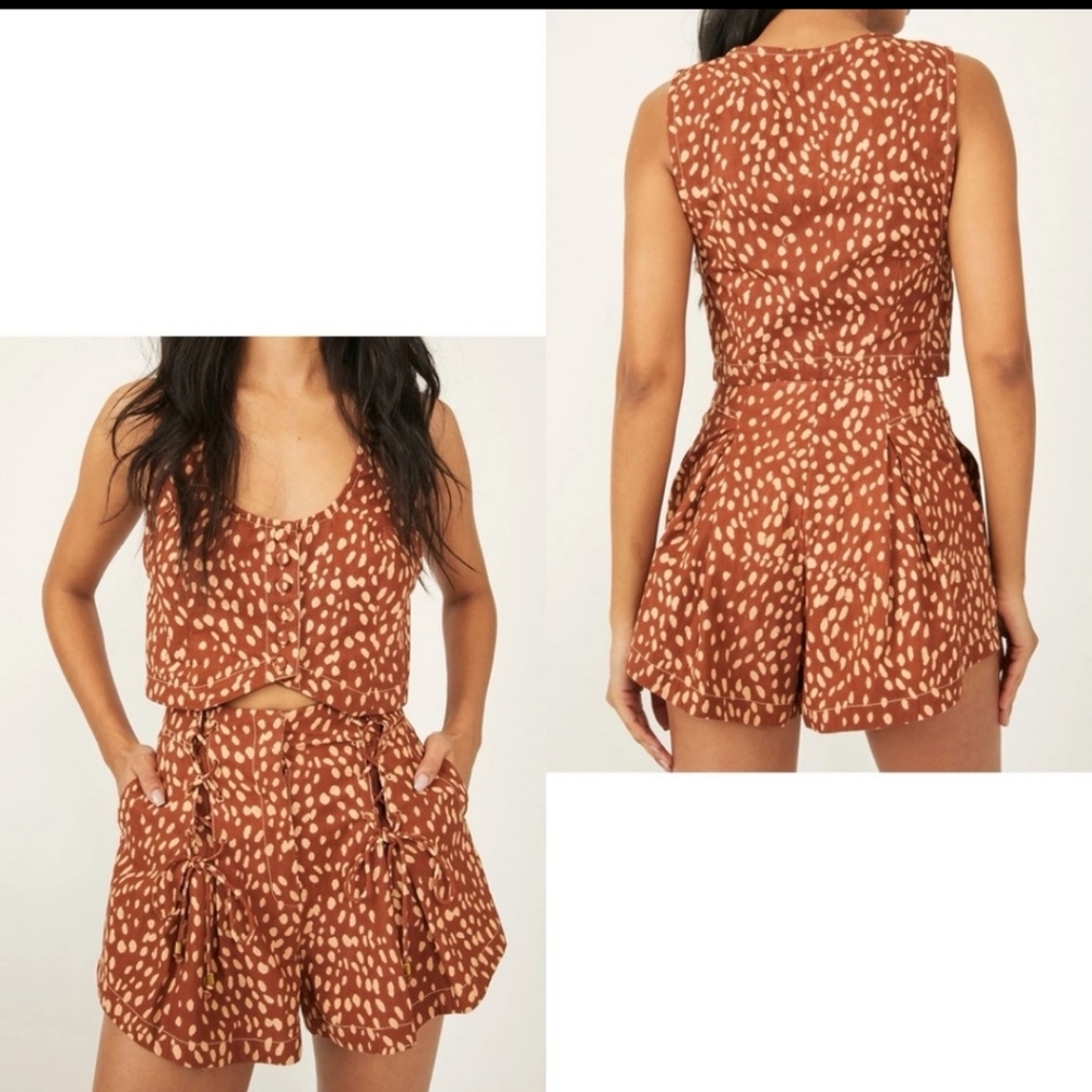 Free People Bennet Shorts Crop Top Set